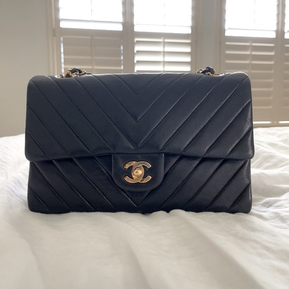 Sold! Chanel Vintage Chevron Medium Double Flap